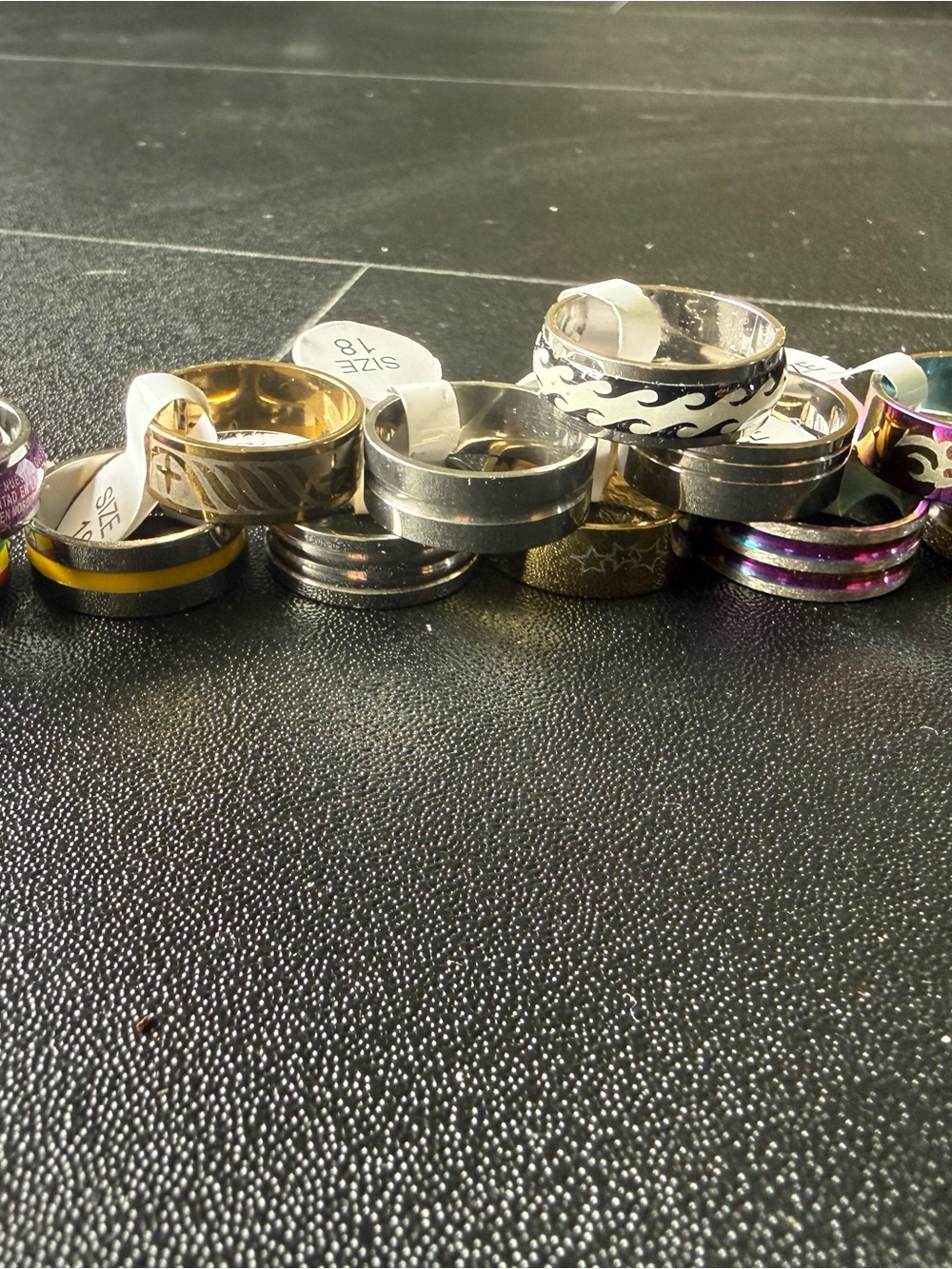 NWT Mixed Bundle of 12 Stainless Steel Women's Fashion Rings Set in Gold, Silver